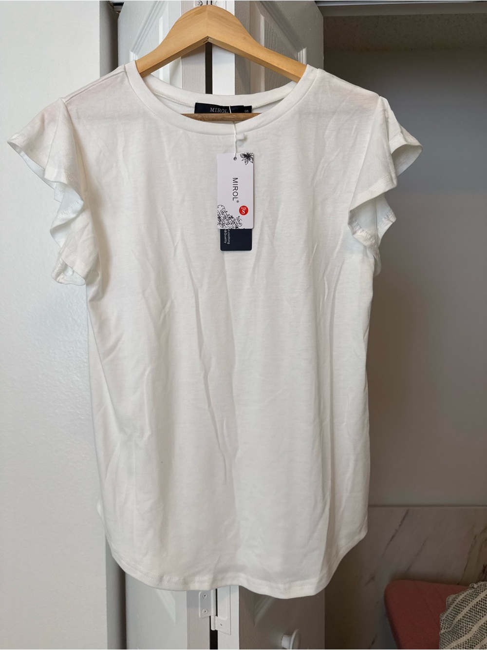 Miroir White Ruffle Sleeve Short-Sleeve Tee